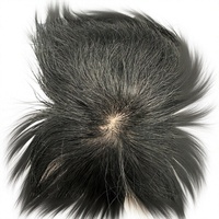 Système capillaire pour homme en cheveux humains, toupet de remplacement droit, base en soie noire naturelle de 6 pouces, haute qualité, prêt à être expédié