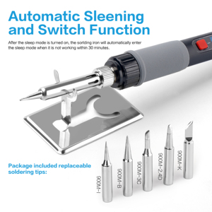 ชุดหัวแร้งบัดกรีดิจิตอล LCD 60W คุณภาพสูง พร้อมฮีตเตอร์เซรามิก และหัวแร้งแบบพกพา 5 ชิ้น สำหรับงานบัดกรี - Product Image 6