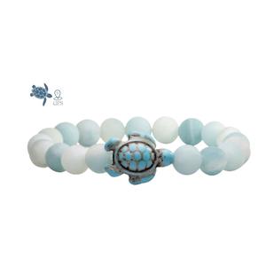 สร้อยข้อมือลูกปัดเต่าทะเลคุณภาพสูงสำหรับฤดูร้อนกำไลข้อมือหินยืดหยุ่นแบบคลาสสิกสำหรับผู้หญิงผู้ชายเพื่อนชายหาดเครื่องประดับ - Product Image 1