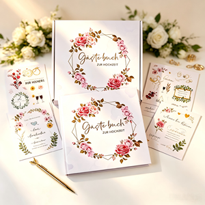 Livre d'or à couverture rigide en papier texturé, relié en usine, pour mariage, avec motif floral délicat pour la signature des invités - Product Image 2