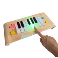Jouet de piano en bois pour tout-petits, clavier musical éducatif pour enfants avec lumière, jouet interactif rechargeable électronique