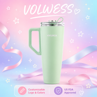 Bouteille isotherme en acier inoxydable 40oz avec poignée, paille rétractable, couvercle anti-fuite, logo personnalisé, camping, écologique, sans BPA