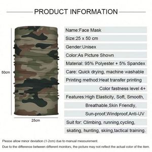 Bandana tactique sans couture unisexe, imprimé camouflage, masque facial, écharpe de cyclisme, cache-cou respirant, protection faciale, foulard de randonnée - Product Image 2