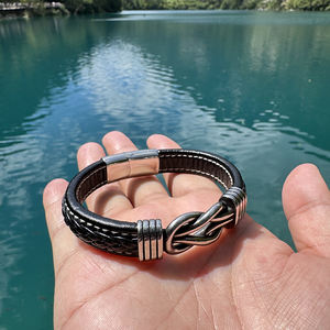 Yüksek Kaliteli Vintage Bileklik, Mıknatıslı Paslanmaz Çelik Tokalı Sonsuz Bağ Erkek Bilekliği Hediyelik - Product Image 2