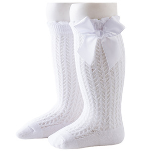 Chaussettes d'été fines et respirantes pour bébé, avec grand nœud en maille, mi-mollet, rouges, pour bébé d'un an - Product Image 5