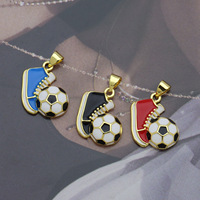 HD438 Meilleure vente Pendentif bijou en or 18 carats, trophée de football tridimensionnel massif, style sportif, avec finition émail, thème football et baseball