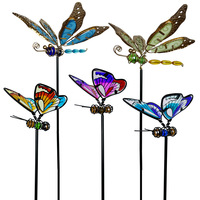 Nouvel insert décoratif pour pot de fleurs, libellule en fer, papillon lumineux, design pastoral, utilisation extérieure, jardinage, métal