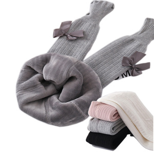 Leggings chauds d'hiver pour filles, doux, doublés de molleton, avec nœud mignon, bébé, enfants, collants épais - Product Image 2