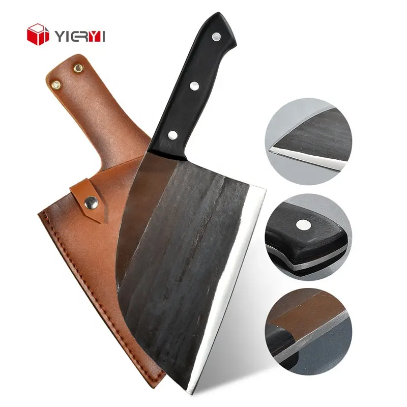 عالية الكربون الصلب قطعة العاج سكين الطاهي مع مقبض خشبي اليدوية مزورة سكين المطبخ التخييم الطبخ ذبح سكين