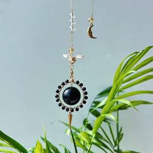 DIY Natural Obsidian Pêndulo Cristal Cura Pedras <span class=keywords><strong>Suncatcher</strong></span> Witchcraft Sphere Planet Colar para Carro Pendurado Presentes - Product Image 4