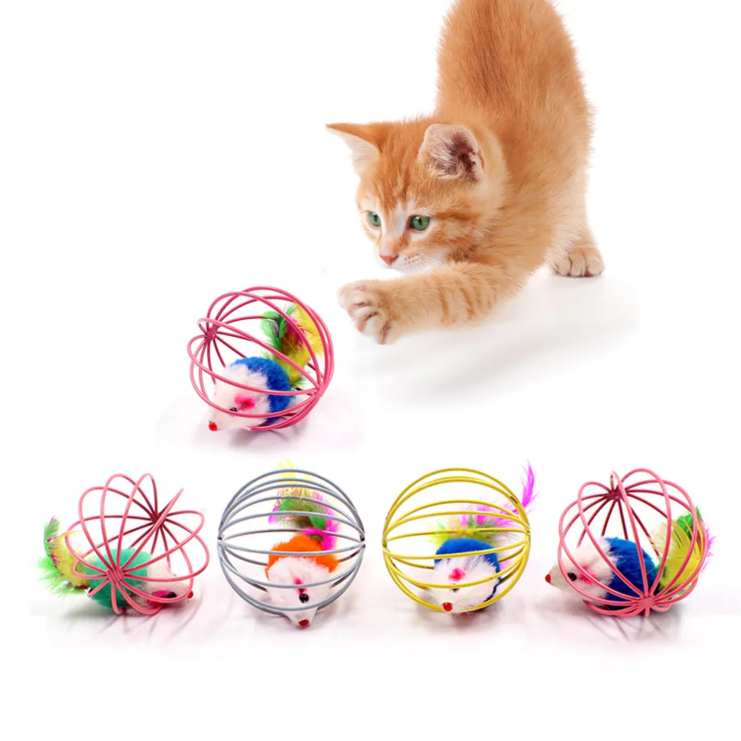 बिल्ली खिलौना छड़ी पंख की छड़ी बेल के साथ माउस पिंजरे शैक्षिक खिलौने प्लास्टिक रंगीन बिल्ली चिढ़ाने पालतू खिलौने आपूर्ति बिल्ली उत्पादों