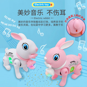 Jouet lapin sauteur électrique 16cm lumineux musical avec corde pour enfants en plastique unisexe - Product Image 3