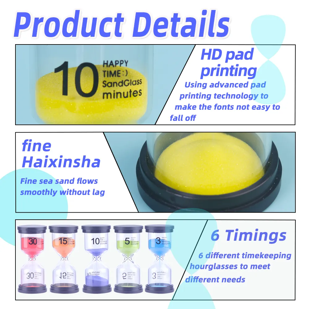 Custom Sand Clock 6 Colors Hourglass 1 3 5 10 15 30 min Sandglass Timer Hourglass Sand Timer for Kids Games Classroom Office