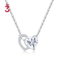 Collar con Colgante de Moissanita en Forma de Corazón Romántico, Plata de Ley S925, Cadena de Cable con Piedra Tallada en Corazón, Regalo para Mujer