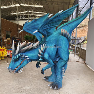 Gambe nascoste a grandezza naturale Animatronic Costume da drago film oggetti di scena realistici che camminano modello di drago blu - Product Image 4