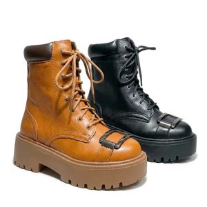Bottines en cuir verni pour femmes, bout rond, antidérapantes, semelle extérieure en caoutchouc imperméable, toutes saisons, chaussures pour femmes, bottes de neige - Product Image 1