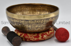 งานฝีมือโลหะแบบโบราณใช้ในบ้านพิมพ์ลายได้ตามต้องการชามอัลลอยบำบัดเสียงแบบทันสมัยเคลือบอ่อนสำหรับโยคะแบบดั้งเดิม - Product Image 4