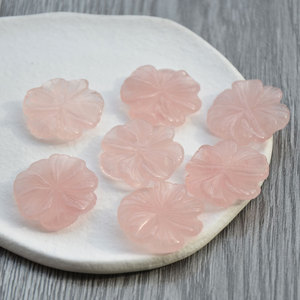 Rose Quartz Flower <b>28mm</b> Hand Carved Natural Stone For Jewelry Making DIY Accessories - Product Image 5