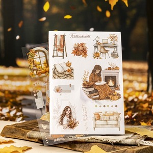 20 autocollants imprimés par paquet, série Invitation Automne, grands autocollants découpés, auto-adhésifs, vernis brillant, PET+Papier - Product Image 4
