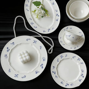 Plato de Cerámica Floral Azul Perla Coreano Lelyi, Tazón, Taza de Café, Plato de Postre para el Té de la Tarde, Vajilla de Alta Gama para Bodas y Hoteles - Product Image 4