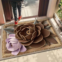 Keset Tanah Diatom Berbentuk Bunga Mawar 3D, Keset Mandi Penyerap Air Cepat, Karpet Lantai Anti Selip untuk Kamar Mandi, Pintu Masuk, Dekorasi Rumah