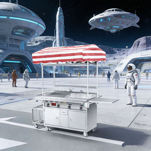 Stainless Steel Convertible 4 Wheel Mobile Snack <b>Food</b> Cart Grill Built-In <b>Heater</b> Rust Resistant 2-Year Warranty for Outdoor Use - Product Image 2