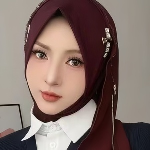 Nouveau Foulard Long Papillon Amour Automne Hiver en Chiffon, Lin et Cristal, avec Patchwork et Pompons, pour Femmes Musulmanes - Product Image 1