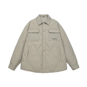 男士绗缝羽绒工作服羽绒服外套翻领纽扣口袋冬季大码加厚超大号 6XL 7XL - Product Image 2