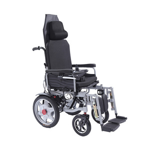 Electric Wheelchair Four-Wheeled Reclining High-Back Portable <b>Foldable</b> Black 15kg Carbon Steel Built-In Battery CE Certified - Product Image 1
