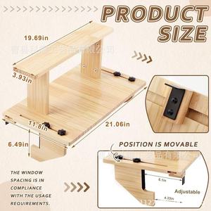 Rehausseur de rebord de fenêtre double couche en bois massif avec étagère de rangement résistante à l'eau pour exposition de plantes dans le salon - Product Image 4
