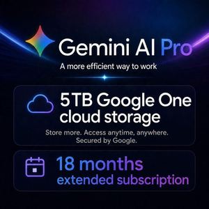Suscripción de 12 Meses a Google Gemini AI Pro, 5 TB de Almacenamiento, Cuenta de Gmail Propia, Uso Global, Plan Familiar Privado para 5 Usuarios, Compatible con Linux y MAC - Product Image 1
