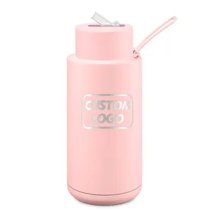 OEM 34oz 1L Stainless Steel Insulated Vacuum Flask Reusable Frank Green Ceramic Water Bottles With Straw Lid