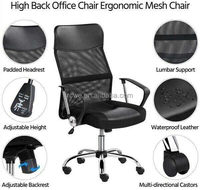 Chaise de bureau exécutive moderne et confortable, réglable en hauteur, pour la maison, avec échantillon gratuit, pivotante, ergonomique, en maille, avec accoudoirs fixes
