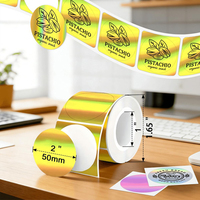 Étiquettes autocollantes holographiques arc-en-ciel, hologrammes thermiques directs, argent, or, rose, violet, autocollants ronds de 2 pouces, rouleau pour aliments, cadeaux