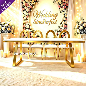 Good Product <b>Gold</b> <b>Round</b> Dining Stainless Steel Events <b>Tables</b> Outdoor Party Wedding Banquet Luxury Modern <b>Table</b> - Product Image 1