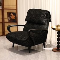 Fauteuil de détente en bois massif avec revêtement en tissu, fauteuil lounge moderne pour salon, mobilier d'hôtel