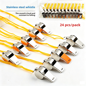 Sifflet d'arbitre en acier inoxydable avec cordon noir, portable, pour football, basketball et autres sports, toutes saisons, en gros - Product Image 5
