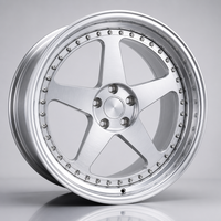 Nouvelles jantes de voiture en alliage d'aluminium forgé, 2 pièces, 5 branches, étoile, finition argent brossé, lèvre chromée, logo personnalisé, 18-22 pouces