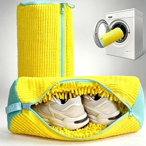 <b>Shoe</b> Washing <b>Machine</b> Bag for All <b>Shoe</b> Types-Yellow with Blue Zipper,Ideal for Sneakers and Casual <b>Shoes</b> Wash Bag - Product Image 1