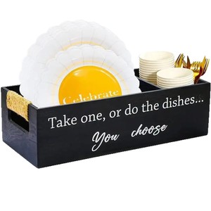 Cross-border wooden <b>storage</b> organizer <b>box</b>, household <b>kitchen</b> wooden bowl and utensil <b>storage</b> <b>box</b>, simple wooden paper plate - Product Image 5