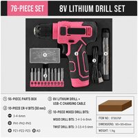 Ensemble de tournevis sans fil 8V, Kit de tournevis électrique 76 pièces avec embouts de perçage, rechargeable par USB pour la réparation à domicile