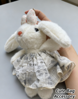HECION Peluche super douce, design original HECION, jouet en peluche lapin DIY, porte-clés, vêtements amovibles, collier, pendentif compagnon