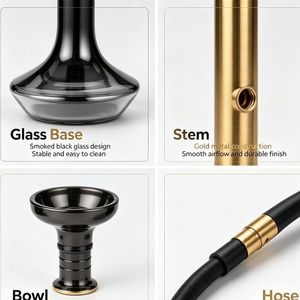 Serie Egipcia Clásica Árabe: Cachimba/Shisha de Acero Inoxidable Ecológica con Práctica Manguera Individual - Product Image 3