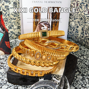 กำไลข้อมือแฟชั่นผู้หญิง XIXI กันน้ำ สแตนเลสสตีล ชุบทอง 18K ประดับเพชรซิร์คอน คอลเลคชั่น Acier Inoxydable - Product Image 2