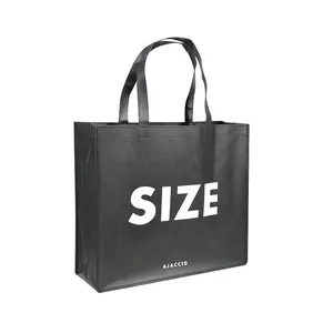 High Quality LOGO Shopping Tote Bag Polypropylene Shopper Garment Fabric Black Non Woven Bag