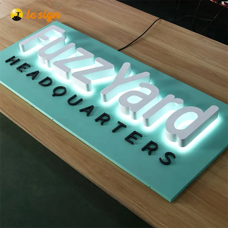 Business Studio Metal Wall retroiluminado Logo Display personalizado Sign Board LED Letters Sign para salón de belleza