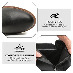 Stivaletti alla Moda da Donna <span class=keywords><strong>con</strong></span> <span class=keywords><strong>Tacco</strong></span> Basso e Grosso, Comodi Stivaletti <span class=keywords><strong>con</strong></span> Punta Rotonda e Cerniera Laterale, Scarpe da Donna - Product Image 4