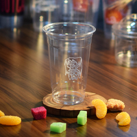 Gobelets en plastique transparent jetables personnalisés avec logo, 16 oz, avec couvercles et pailles pour café et thé