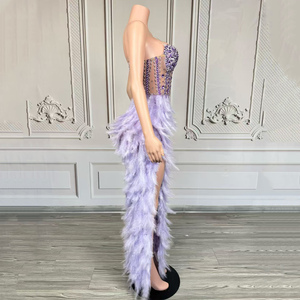 Novance Y4591 Dropshipping productos <span class=keywords><strong>plumas</strong></span> moradas Chic elegante <span class=keywords><strong>vestidos</strong></span> <span class=keywords><strong>de</strong></span> noche diamantes <span class=keywords><strong>de</strong></span> imitación vestido <span class=keywords><strong>de</strong></span> <span class=keywords><strong>fiesta</strong></span> <span class=keywords><strong>de</strong></span> cumpleaños <span class=keywords><strong>para</strong></span> mujeres - Product Image 2