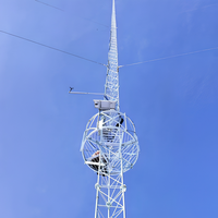 Torre de Medición de Viento Modular de Ensamblaje Rápido con Estructura de Celosía y Cables de Sujeción, 100m, para Proyectos de Monitoreo de Viento en Áreas Remotas